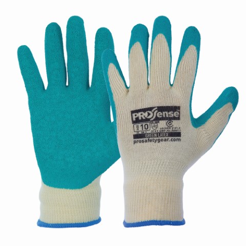 PRO GLOVE POLY/COTTON KNITTED LATEX DIPPED PALM & FINGERS EXT